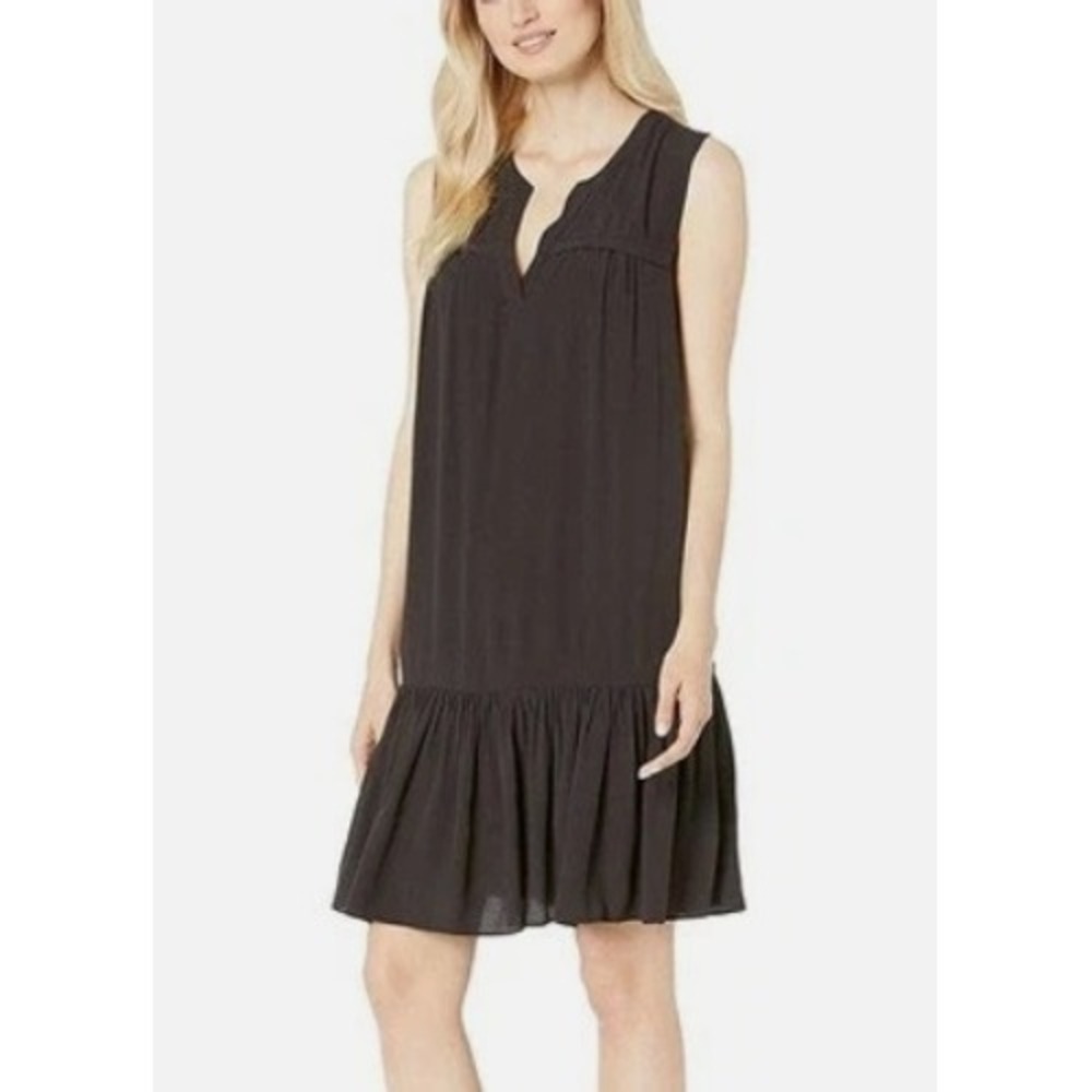 J.Crew Black Sleeveless Drop Waist Flounce Hem Mini Dress J1603 Womens Small